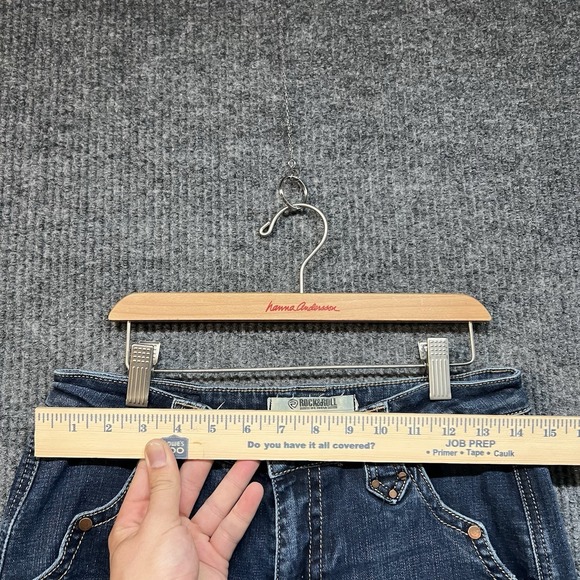 Rock & Roll Cowgirl Trouser Jeans Size 28x34 River Details Dark Wash Boot Cut - Picture 8 of 11